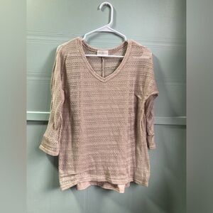 Bobbie Brooks Light Taupe Knit V-Neck Sweater Top